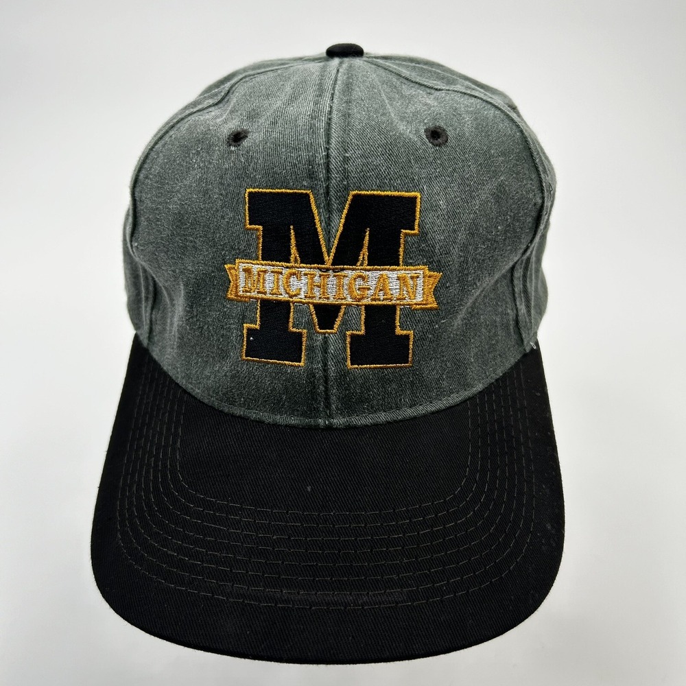 VTG‎ Michigan University Wolverines Hat Snapback Fahrenheit Cotton Green Black